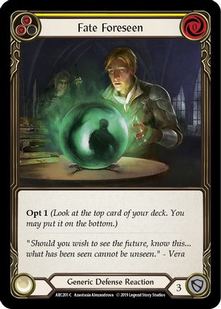 Fate Foreseen (Yellow) (ARC201) 1st Edition Rainbow Foil - Arcane Rising