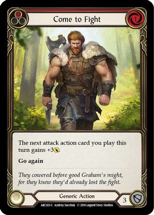 Come to Fight (Red) (ARC203) 1st Edition Rainbow Foil - Arcane Rising
