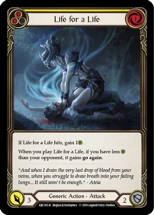 Life for a Life (Yellow) Unlimited Edition Rainbow Foil (ARC165) - Arcane Rising | Silver Goblin