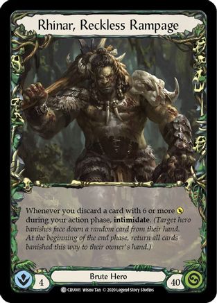 Rhinar, Reckless Rampage (CRU001) Unlimited Edition  - Crucible of War
