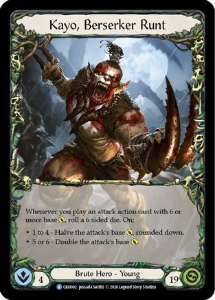 Kayo, Berserker Runt (CRU002) (1st Edition) Rainbow Foil - Crucible of War
