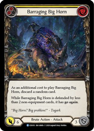 Barraging Big Horn (Yellow) (CRU011) (1st Edition) Rainbow Foil - Crucible of War
