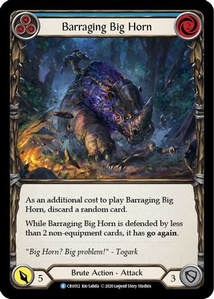 Barraging Big Horn (Blue) Unlimited Edition Rainbow Foil (CRU012) - Crucible of War