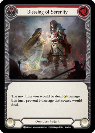 Blessing of Serenity (Red) 1st Edition Rainbow Foil (CRU041) - Crucible of War