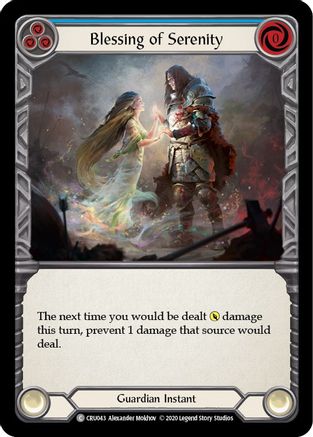 Blessing of Serenity (Blue) 1st Edition Rainbow Foil (CRU043) - Crucible of War