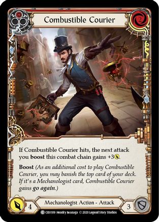 Combustible Courier (Red) (CRU109) (1st Edition) Rainbow Foil - Crucible of War