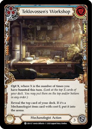 Teklovossen's Workshop (Blue) 1st Edition Rainbow Foil (CRU117) - Crucible of War