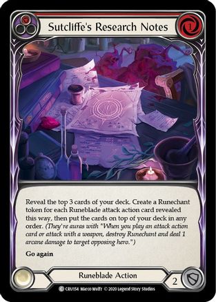 Sutcliffe's Research Notes (Red) (CRU154) (Unlimited Edition) Rainbow Foil - Crucible of War