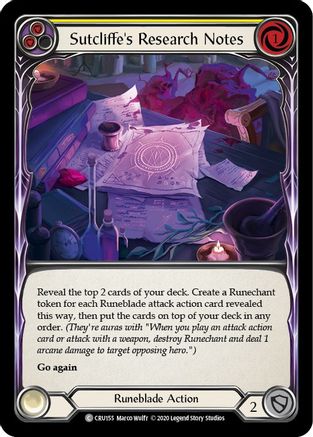 Sutcliffe's Research Notes (Yellow) (CRU155) (Unlimited Edition) Rainbow Foil - Crucible of War