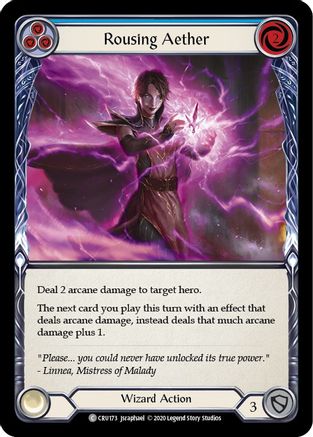 Rousing Aether (Blue) 1st Edition Rainbow Foil (CRU173) - Crucible of War