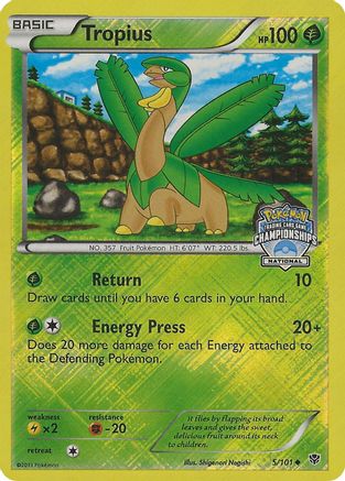 Tropius (5/101) (National Championship Promo) [Black & White: Plasma Blast] | Silver Goblin