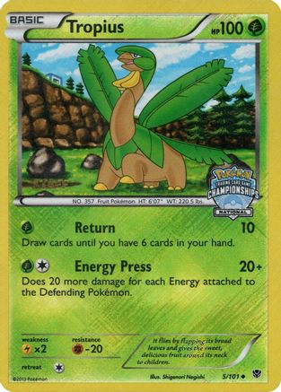 Tropius (5/101) (National Championship Staff Promo) [Black & White: Plasma Blast] | Silver Goblin