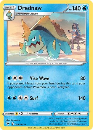 Drednaw (039/185) (Cracked Ice Holo) (Theme Deck Exclusive) [Sword & Shield: Vivid Voltage] | Silver Goblin