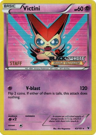 Victini - 43/101 (Prerelease) [Staff] (43) Holofoil - Black and White Promos