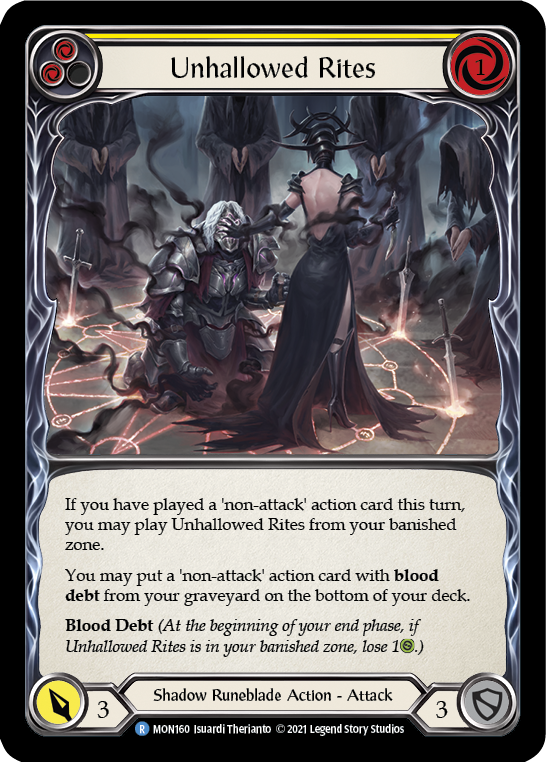 Unhallowed Rites (Yellow) [MON160-RF] (Monarch)  1st Edition Rainbow Foil | Silver Goblin