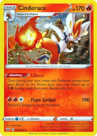 Cinderace - 034/202 (Cosmos Holo) (34) Holofoil - Miscellaneous Cards & Products