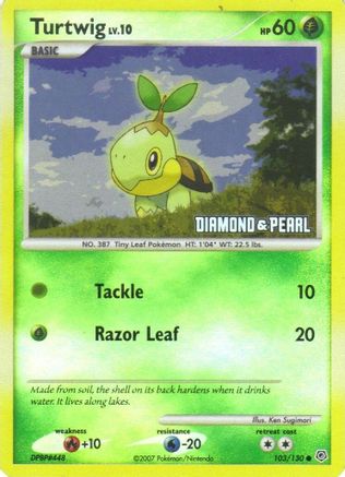Turtwig - 103/130 [Diamond & Pearl] (103) Reverse Holofoil - Burger King Promos