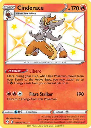 Cinderace (SV017) Holofoil - Shining Fates Shiny Vault