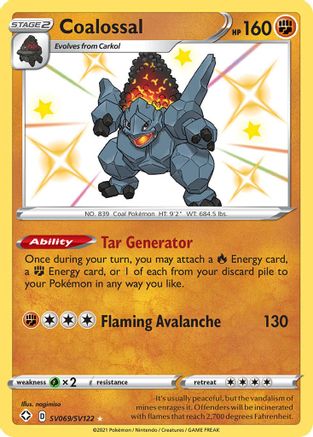 Coalossal (SV069) Holofoil - Shining Fates Shiny Vault
