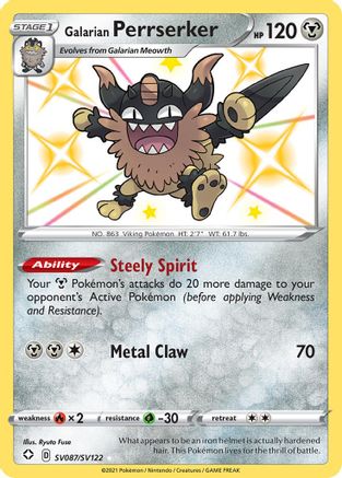 Galarian Perrserker (SV087) Holofoil - Shining Fates Shiny Vault