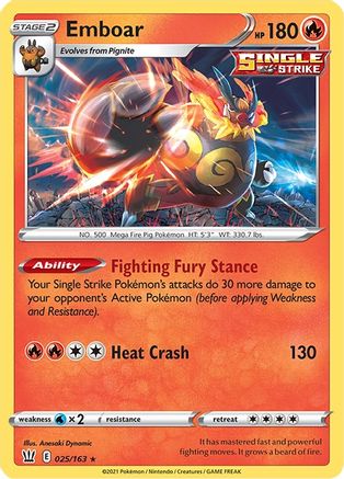 Emboar (25) Reverse Holofoil - Battle Styles