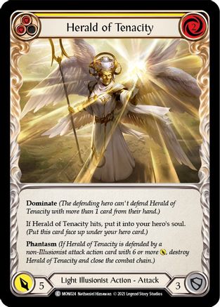 Herald of Tenacity (Yellow) 1st Edition Rainbow Foil (MON024) - Monarch