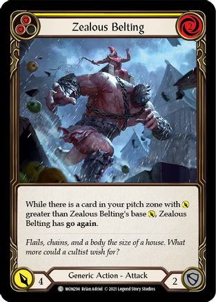 Zealous Belting (Yellow) (MON294) Unlimited Edition Rainbow Foil - Monarch
