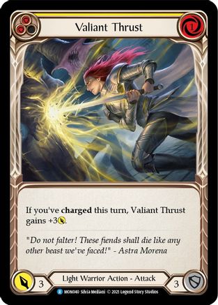 Valiant Thrust (Yellow) (MON040) Unlimited Edition Rainbow Foil - Monarch