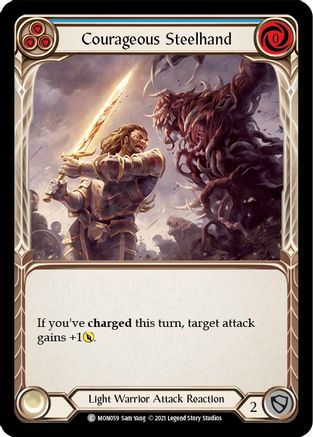 Courageous Steelhand (Blue) (MON059) Unlimited Edition Rainbow Foil - Monarch