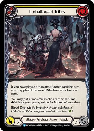 Unhallowed Rites (Yellow) (MON160) Unlimited Edition Rainbow Foil - Monarch