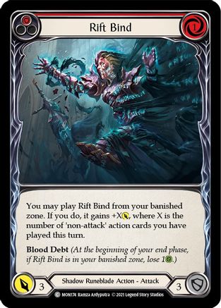Rift Bind (Red) (MON174) 1st Edition Rainbow Foil - Monarch