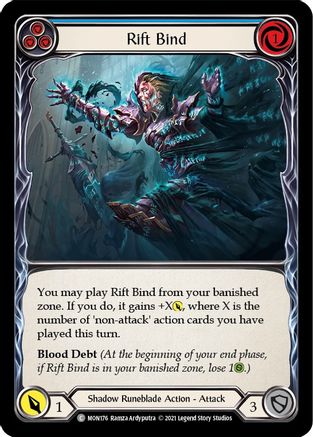 Rift Bind (Blue) (MON176) (1st Edition) Rainbow Foil - Monarch