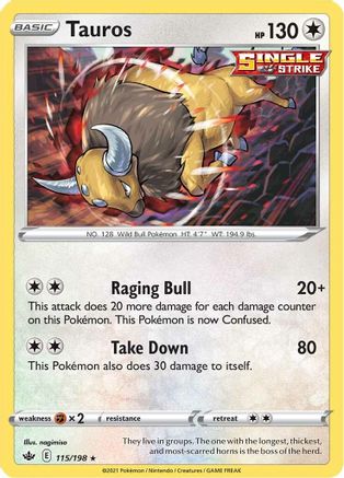 Tauros (115/198) [Sword & Shield: Chilling Reign] | Silver Goblin