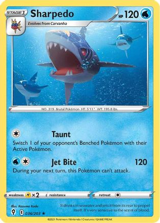 Sharpedo (36) Reverse Holofoil - Evolving Skies