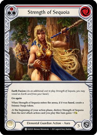 Strength of Sequoia (Red) (ELE028) (1st Edition) Rainbow Foil - Tales of Aria