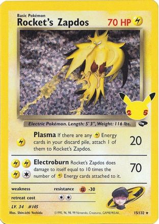 Rocket's Zapdos (15) Holofoil - Celebrations Classic Collection