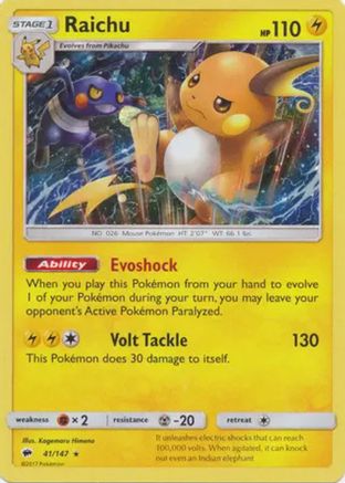 Raichu - 41/147 (Cosmos Holo) (41) Holofoil - Blister Exclusives