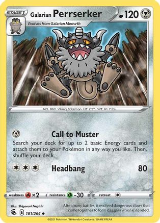 Galarian Perrserker (181) Reverse Holofoil - Fusion Strike