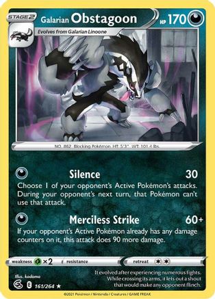 Galarian Obstagoon (161) Reverse Holofoil - Fusion Strike