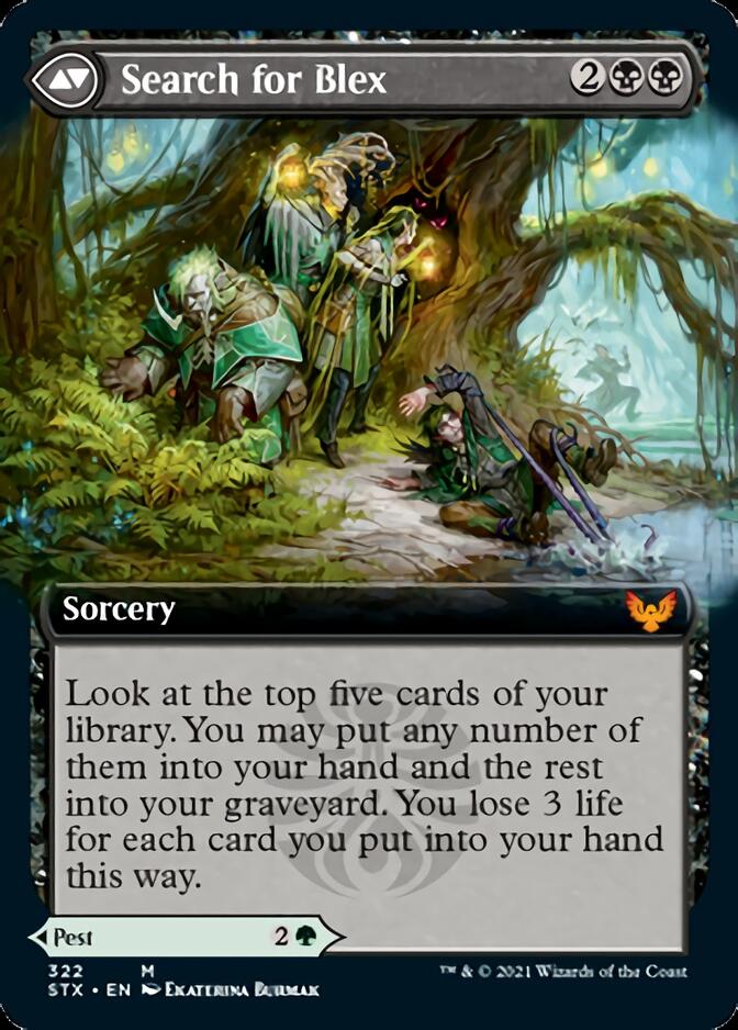 Blex, Vexing Pest // Search for Blex (Extended Art) [Strixhaven: School of Mages] Foil