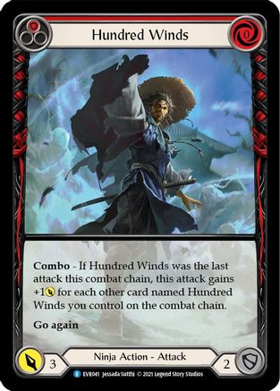 Hundred Winds (Red) (Extended Art) (EVR041) 1st Edition Rainbow Foil - Everfest