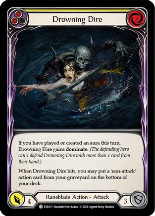 Drowning Dire (Yellow) (EVR111) (1st Edition) Rainbow Foil - Everfest