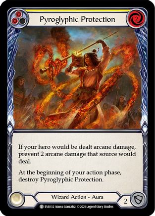 Pyroglyphic Protection (Yellow) (EVR132) (1st Edition) Rainbow Foil - Everfest