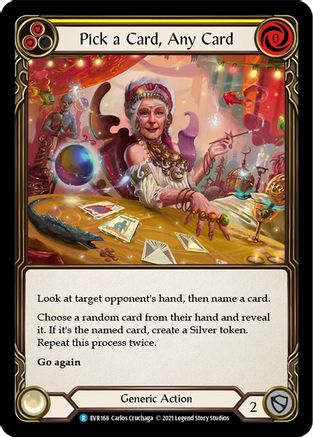 Pick a Card, Any Card (Yellow) [EVR168] (Everfest)  1st Edition Rainbow Foil | Silver Goblin