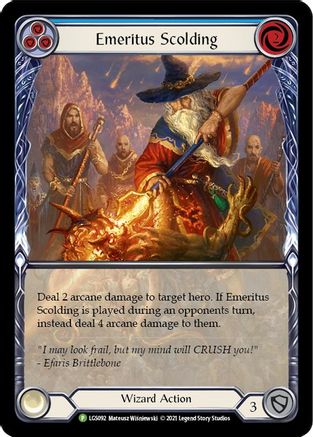 Emeritus Scolding (Blue) (Extended Art) - LGS092 (LGS092) Rainbow Foil - Flesh and Blood: Promo Cards
