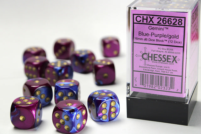 Chessex Gemini Blue-Purple/Gold 12d6 16mm | Silver Goblin