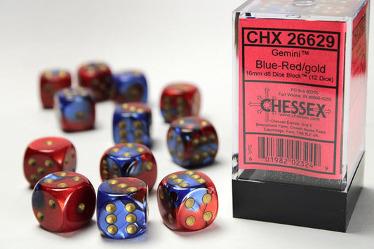 Chessex Gemini Blue-Red/Gold 12d6 16mm