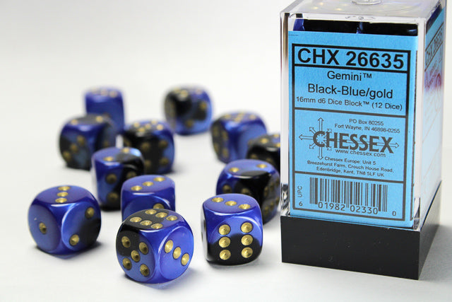 Chessex Gemini Blue-Green/Gold 12d6 16mm | Silver Goblin