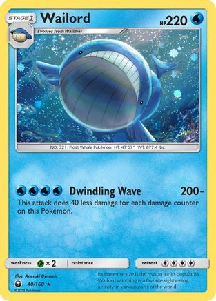 Wailord (40/168) (Cosmos Holo) [Sun & Moon: Celestial Storm] | Silver Goblin