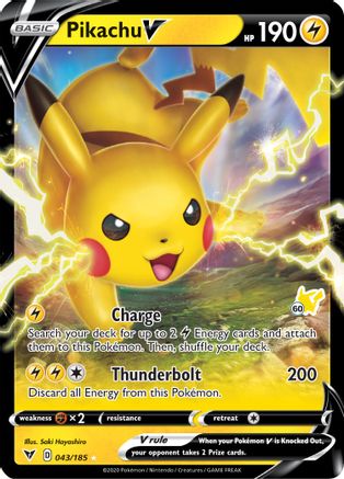 Pikachu V - 043/185 (#60 Pikachu Stamped) (43) Holofoil - Battle Academy 2022